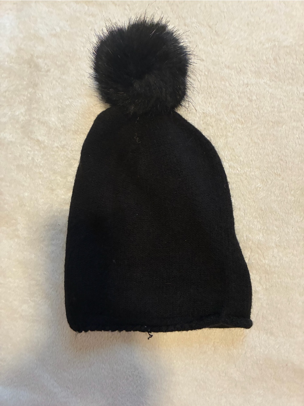 Black Pom-Pom Beanie Hat - Women Accessories